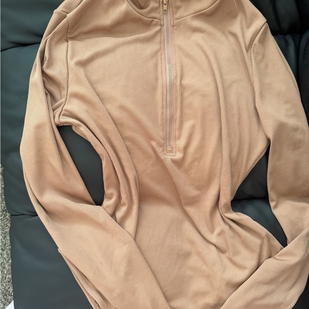 Tan Quarter-Zip Pullover